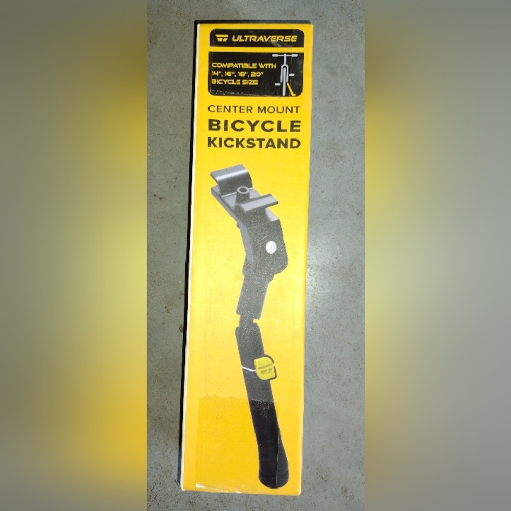 Ultraverse center Mount bike kickstand for 14"-20" bikes.